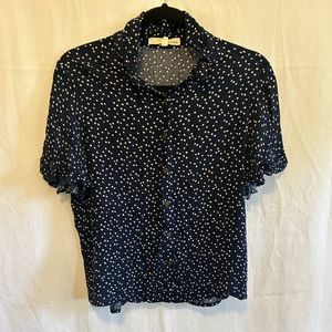Rewind Button Up Polka Dot Blouse